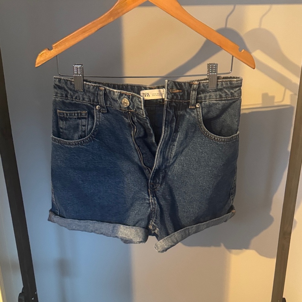 Zara Dark Blue high rise Jean Shorts